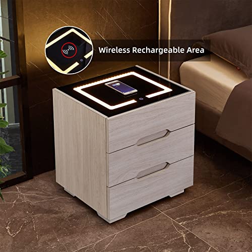 OLD CAPTAIN Nightstand Wireless Charging Station and LED Lights, Modern