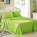 Honeymoon 1800 Brushed Microfiber Embroidered Bed Sheet Set, Ultra Soft, Twin - Lime Green