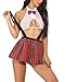 LeaLac Sexy Lingerie For Women School Girl Outfit Lingerie Cute Plaid Mini Skirt Set 659 White L