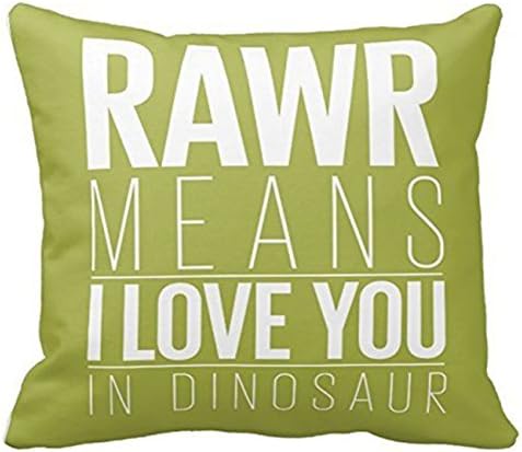 SIXSTARS Square Cotton Throw Pillow Case Decor Cushion Covers Dinosaur Rawr Pillowcase (20x20inch)