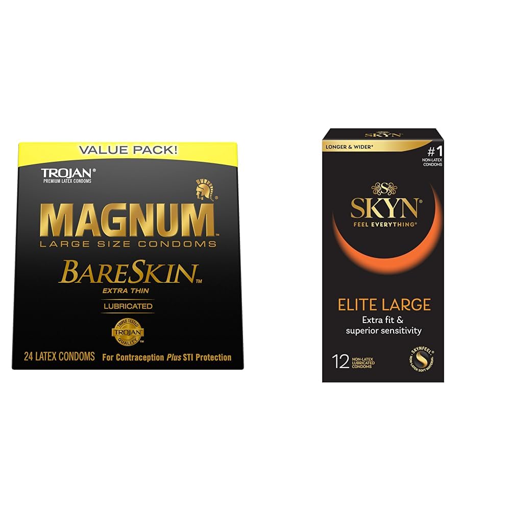 TROJAN Magnum BareSkin Premium Large Condoms, Comfortable and Smooth Lubricated  Condoms for Men, America's Number One Condom, 24 Count Value Pack & SKYN  Polyisoprene Large Condoms, Natural, 12 Count in Kenya