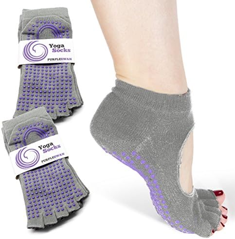 MojaSports Gel-Lined Toe Alignment Comfy Socks (2 Pair Socks & Silicone Toe Separator) Spacer Yoga Gym Pedicure.