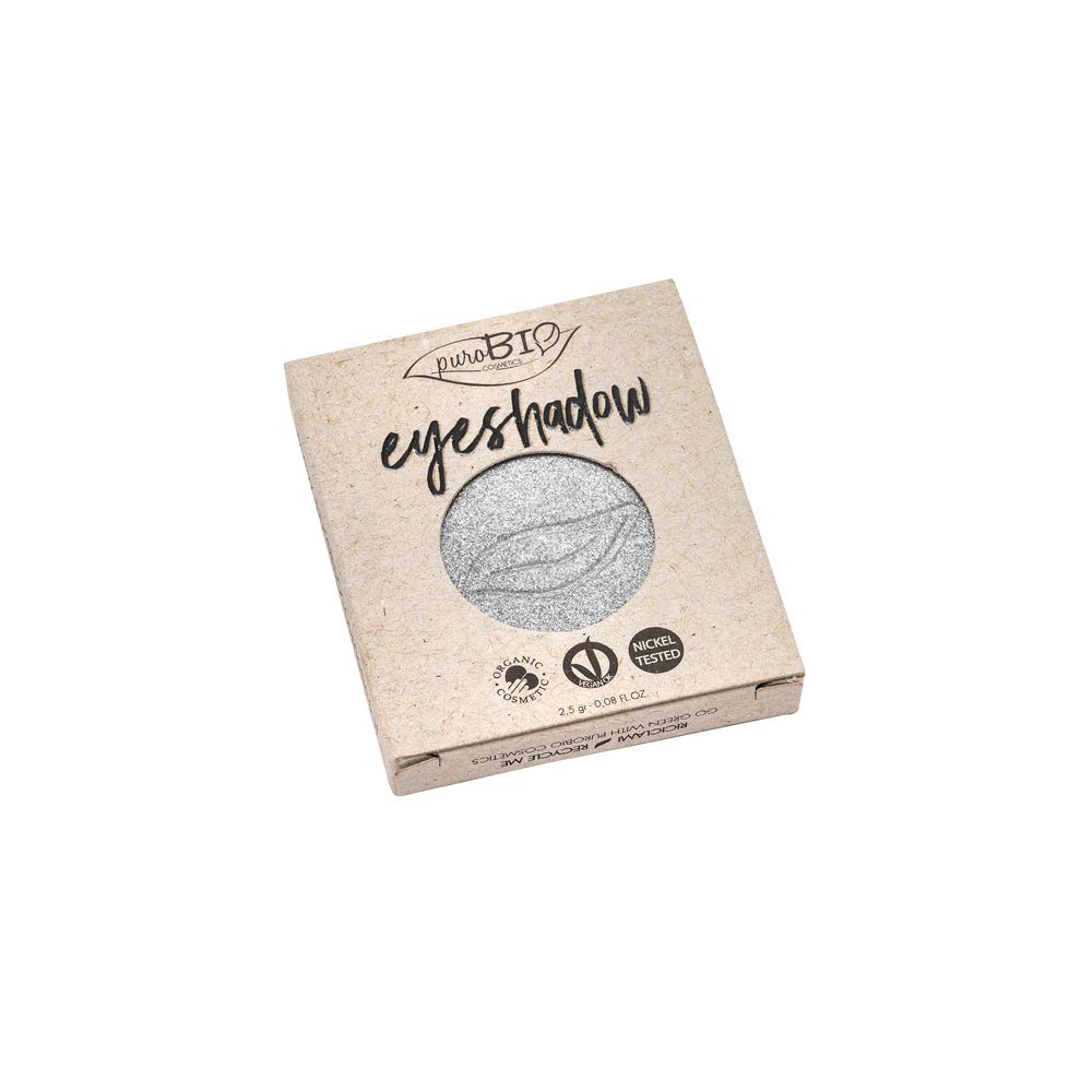 PuroBIO Certified Organic Metallic Eyeshadow Refill 23 Silver - with Jojoba Oil, Squalene, Vitamin E. Vegan. Organic. Cruelty-Free. Made in Italy
