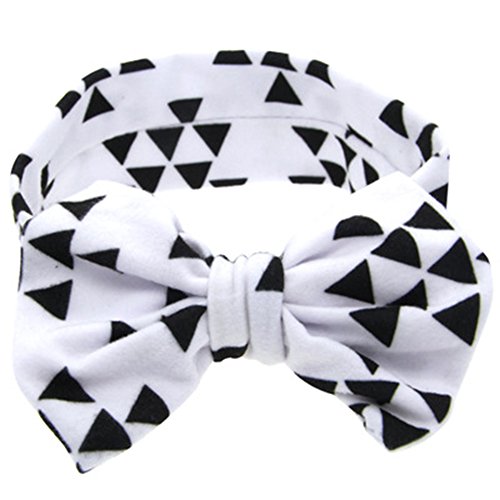 ZOONAI Baby Girls Toddler Bowknot Headband Infant Rabbit Ear Hair Band Headdress (White)