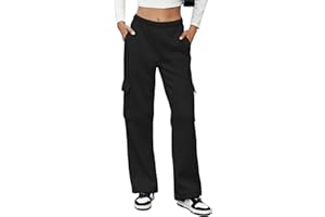 MOYEE Womens Fleece Cargo Sweatpants Casual Baggy High Waisted Joggers Pants with 4 Pockets