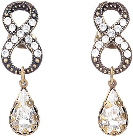 Michal Negrin double hoop and crystal drop earrings