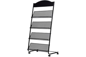 GENMO Floor-Standing Magazine Rack - Display & Store Newspapers, Magazines & Books - Simple Iron (Black)