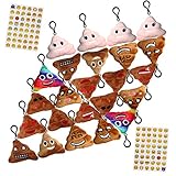 Poop Emoji Funny Prizes Toy Plush Keychain Kids Bday Supplies Favor Party Decoration, 24 Pack Emoji-pop Emoticon Mini Pillow Backpack Clips, Car Key Chains Pendant Goody Bag Stuffed, Bonus Sticker