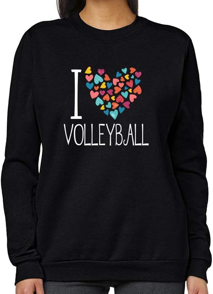 Teeburon I Love Volleyball Colorful Hearts Women Sweatshirt Amazon.co