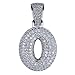 HECHUANG Platinum Plated Micropave Iced Out Bling 0, 1, 2, 3, 4, 5, 6, 7, 8, 9 Number Pendant Rope Chain Necklace