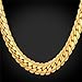 U7 Men Chunky Necklace 18KGP Stamp Hip Hop Jewelry Thick 9MM Wide 18K Yellow Gold Plated Snake Curb Chain - 24 Inch