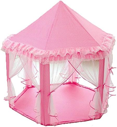 PloveS Princess Castle Play Tent Playhouse With Lace for Kids, Gazebo Tent & Playhouses for Girls, Perfect Gift/Presents, Child's Toddlers (Newest Toys, Pink)