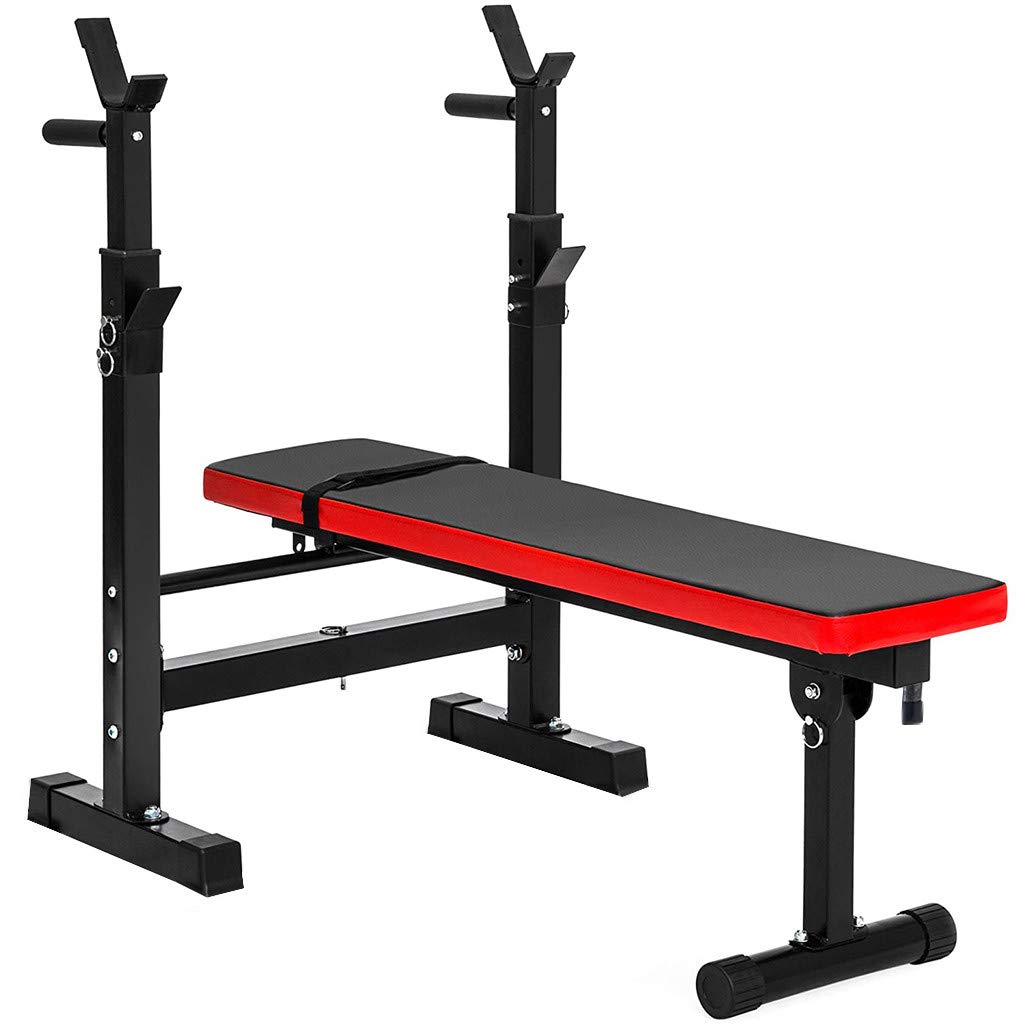 Adjustable Weight Bench with Dumbbell Rack, Utility Barbell Lifting Press Exercise Folding Dumbbell 