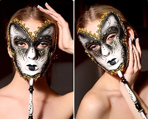 Venetian Mysterious Musical Mardi Gras Masquerade Mask with Holding Stick