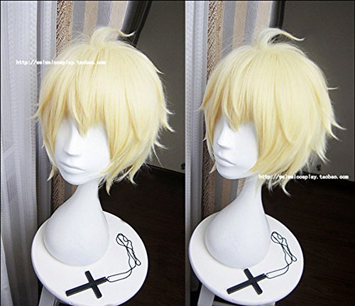 Happylifehere Japanese Anime Short Layered Blonde Cosplay Costume Wig + Free Wig Cap