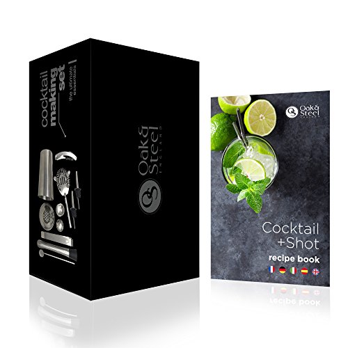 [- 10-teiliges & professionelles Cocktail Set und Bar Set + Cocktailbuch – mit Shaker / M