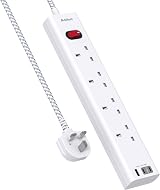 Addtam 7-in-1 Extension Lead with USB Ports 4-Way, 1.8m Wall Mount view 1