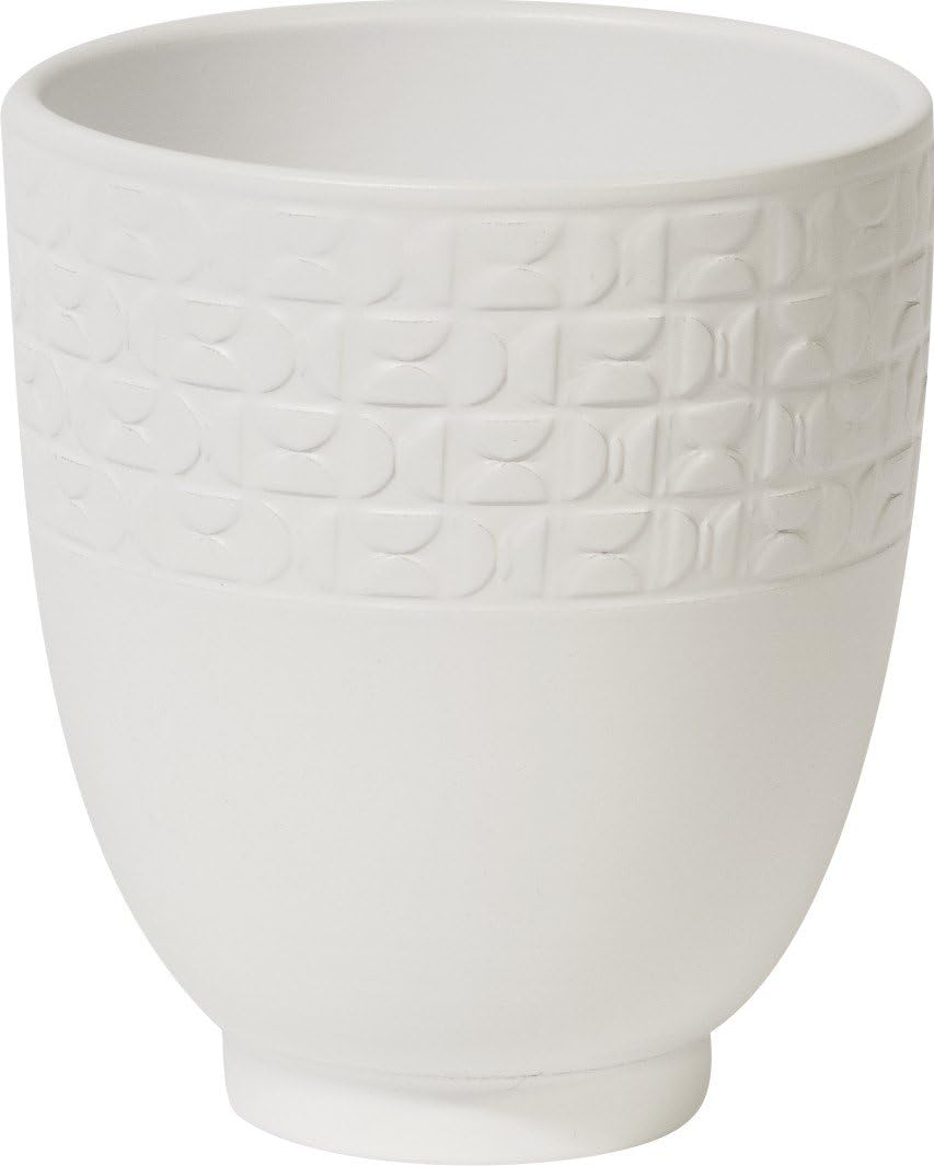 Ivyline 64315MW 15 cm Modern Chic Pattern Orchid Planter - Matt White