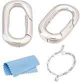 MAYJOYDIY 2pcs Oval Clasp 925 Sterling Silver Spring Gate Rings Necklace Enhancer Shortener Clasp Metal Spring Gate Rings Connector Carabiner Bail Clasp for Jewelry Finding Necklace Bracelet Making