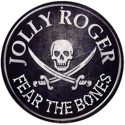 Amazon 海賊旗 ジョリーロジャー Jolly Roge ラウンド 円形 アメリカンブリキ看板 Sb Net 置物 オブジェ