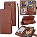 Tekcoo Compatible for Galaxy J7 Sky Pro / J7 V / J7 Perx/Samsung Halo / J7 2017 PU Leather Wallet Case, Credit Card Slots Carrying Flip Cover [Detachable Magnetic Case] Kickstand Brown