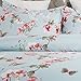 Vaulia Lightweight Microfiber Duvet Cover Set, Floral Pattern Design, Blue - King Size