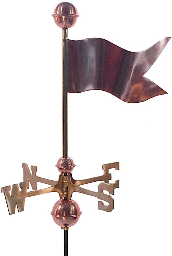 Weathervanes - Dalvento 205C Banner Weathervane Pure Copper with Traditional Directionals and Globes, Small