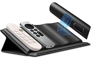 Spigen Universal Remote Control Holder Organizer Stand Magnetic PU Leather Holds Up To 4 LD401 - Black