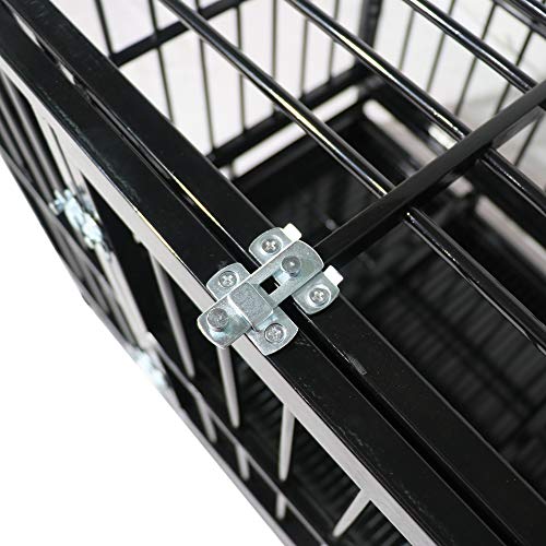 Lovinland 42" Heavy Duty Dog Cage Crate Kennel Metal Pet Playpen Portable with Tray Black