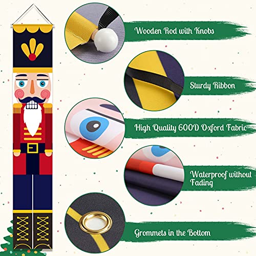 AMOR PRESENT Nutcracker Banner, Nutcracker Christmas Decorations Life Size Nutcracker Porch Sign for Indoor Outdoor Yard Garden Christmas Party Decoration