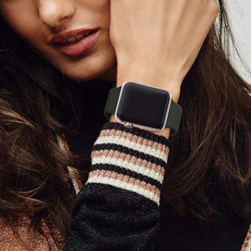 VATI Sport Band Compatible for Apple Watch Band 42mm 44mm, Soft Silicone Sport Strap Replacement Bands Compatible with 2018 iWatch Apple Watch Series 4/3/2/1, 42MM 44MM M/L (Dark Olive) - Thumbnail 2