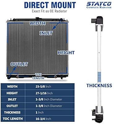 stayco Radiador 2807 para Nissan Xterra Pathfinder Frontier 4.0L ...