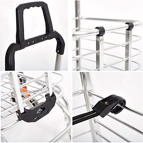 Livebest Geocery Folding Shopping Cart with Swivel Wheels-Stair Climber Dolly,Aluminium,110lbs