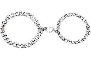 MIFYNN 2pcs Matching Couple Bracelets Set Cuban Chain Bracelet Heart Bracelet Pinky Promise Couples Bracelets for Boyfriend Girlfriend Gifts