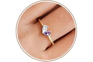 TOSGMY Gold Birthstone Rings for Women Non Tarnish Stackable Ring Dainty 14K Gold Plated Heart CZ Emerald Gemstone Ring Wedding Engagement Promise Ring for Her Birthday Personalized Jewelry Gifts for Mom Size 6-10