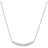 14k Gold Curved Diamond Bar Necklace- Bezel Set Brilliant Cut Diamonds- Women's Fine Jewelry Gift idea- Anniversary- Wedding