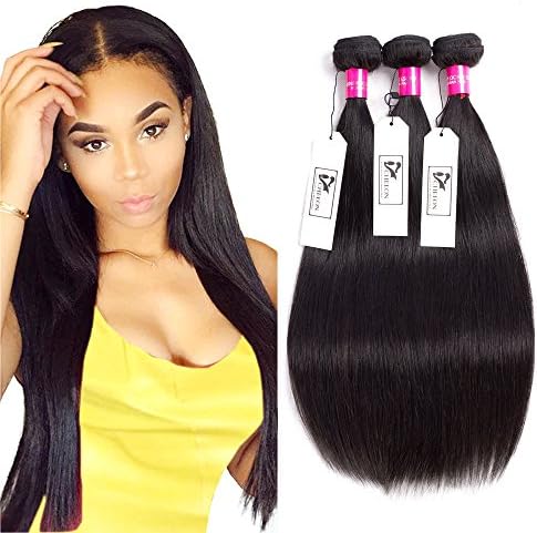 8A Malaysian Virgin Hair Straight 3 Bundles Deals 10 12 14 Inches 100% Unprocessed Human Hair Bundles Weave 300g Natural Black Can be Dyed CHEEON