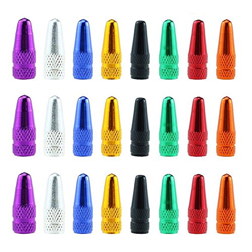 image for ISusser 24 Pcs French Style Valve Cap, Multi-Color Anodized Machined A