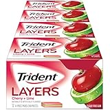 Trident Layers Gum, Sweet Cherry and Island Lime, 14-Count (Pack of 12)