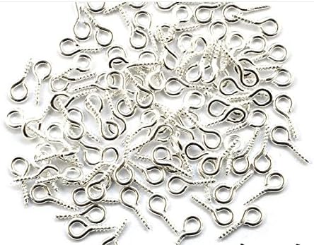 SROVFIDY 100 x Silver Plated 8mm x 4mm Screw Eye Bails Jewellery Craft Findings (10x4MM Silver)
