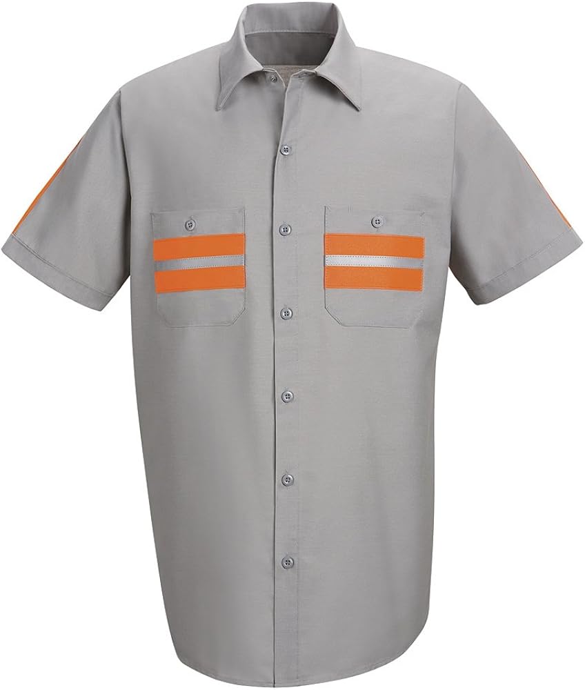 Red Kap Men's Enhanced Visibility Industrial Short Sleeve Work Shirt: Clothing