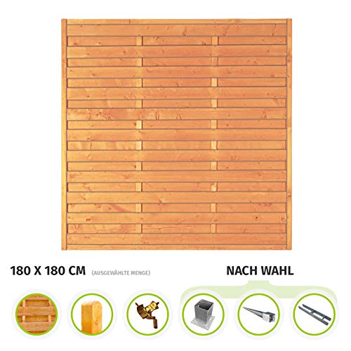 Gartenzaun "Sunline-Serie" I Lamellenzaun, Sichtschutzzaun aus Fichte I druckimprägniertes Holz I Standard 180 x 180 cm I 1 Element I Zum Aufschrauben – Bild 3