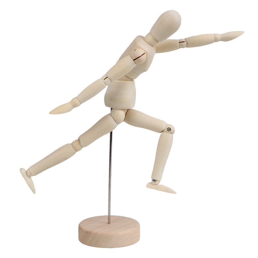5.5 Inch Artist Wooden Manikin Human Mannequin Flexible Joints Posable Lay Painting Drawing Model