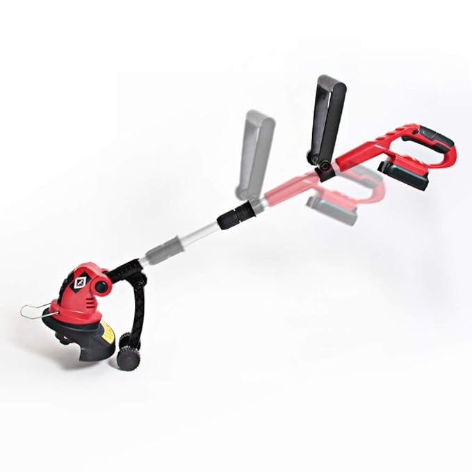 Akku Rasentrimmer mit Ersatzakku Motorsense Freischneider Trimmer 18V Lithium-Ionen (Rot)