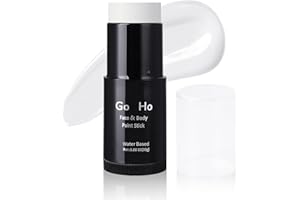 Go Ho White Face Paint,Washable Formula Face Paint Stick,Non-toxic Full-coverage Cream to Powder White Face Body Paint for Halloween Cosplay Zombie Skeleton Clown Goth Makeup