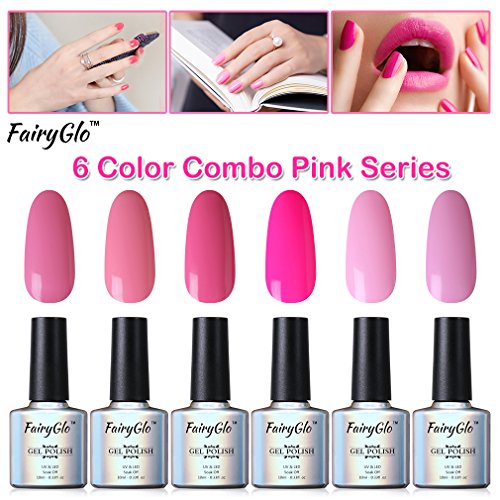 FairyGlo 6 PCS Pink Gel Nail Polish UV LED Soak Off Varnish Lacquer Nail Art Kit Manicure Pedicure Decor Collection Gift Set For Beauty 10ml 001 FairyGlo 6 PCS Pink Gel Nail Polish UV LED Soak Off Varnish Lacquer Nail Art Kit Manicure Pedicure Decor Collection Gift Set For Beauty 10ml 001