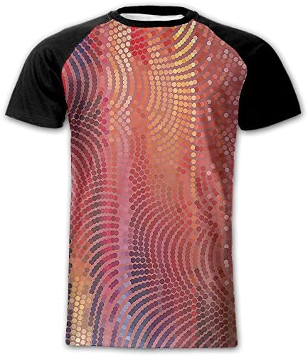 Newfood Ss Wavy Curvy Mosaic Design Pixelated Texture in Vibrant Colors Digital Art Print Men's Short Sleeve Raglan T XL