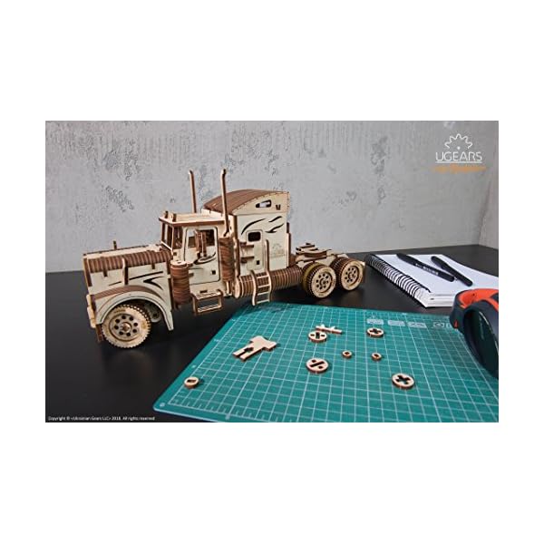 UGEARS Truck Modellbausatz - Schwerer LKW - DIY Holz Modell - Einzigartige Geschenkidee - VM-03 Lastkraftwagen mit… – Bild 8