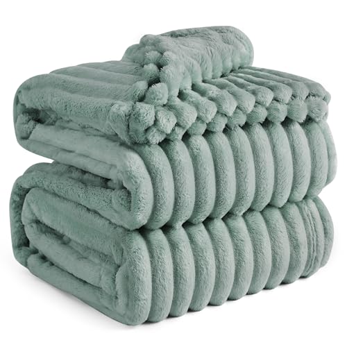 Photo 1 of Bedsure Blankets Queen Size for Bed - GentleSoft Cozy Soft Blankets for Women, Cute Large Fleece Throws for Girls, Sage Green, 90x90 Inches