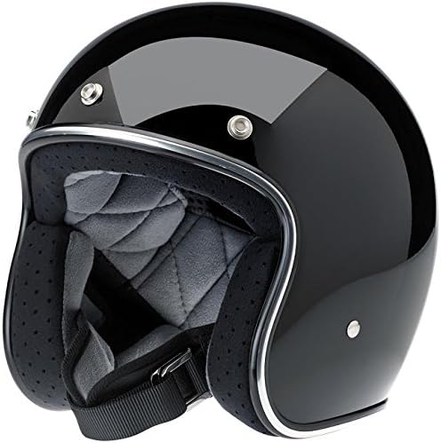 Biltwell BH-BLK-GL-DOTLG Bonanza DOT Certified Open-Face-Helmet-Style Helmet (Gloss Black, Large)